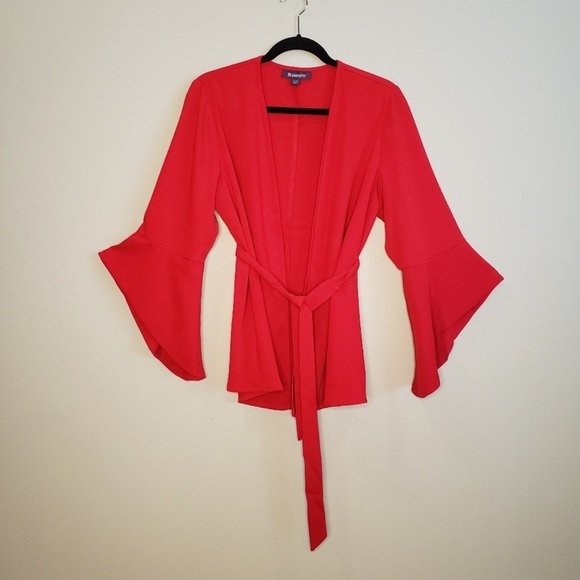 Roaman's 2-pc Set Bell Sleeve Wrap Top & Wide Leg Pants Plus Size 14W Formal NWT - Picture 3 of 6